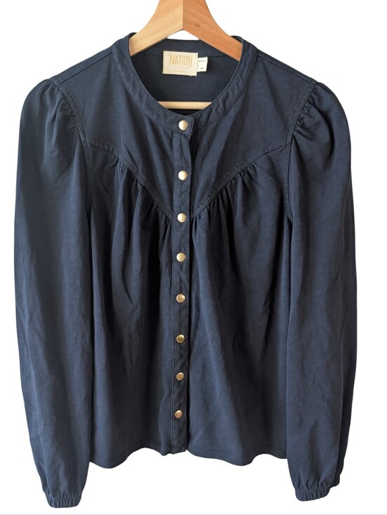 Nation LTD Tops - Nation LTD Luanne Yoked Snap Tee Size Small NWOT Navy
